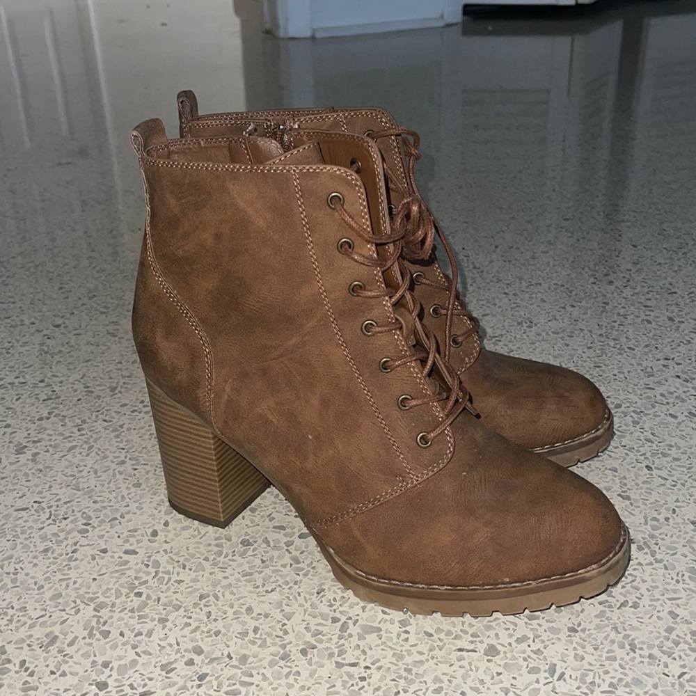 Brown lace up booties US 11